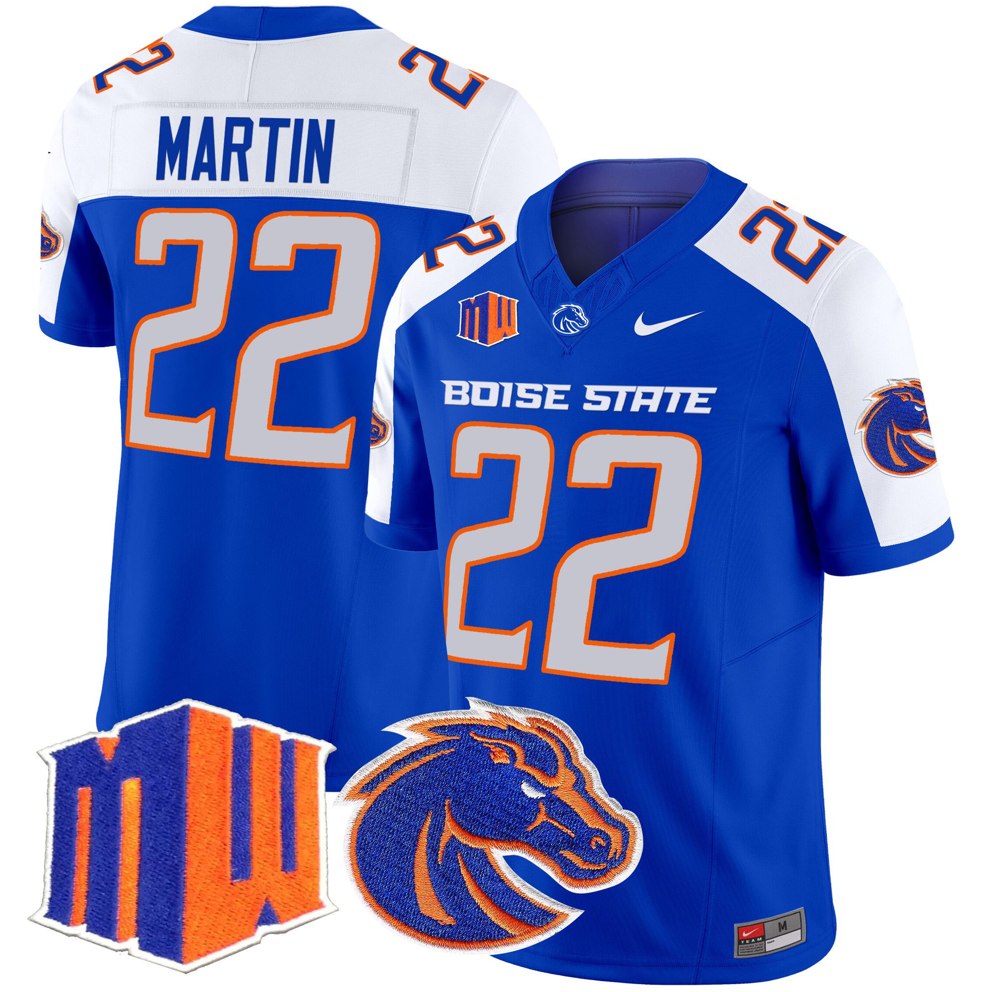 Men Boise State Broncos #22 Martin Blue Nike 2024 Vapor Limited NCAA Jersey